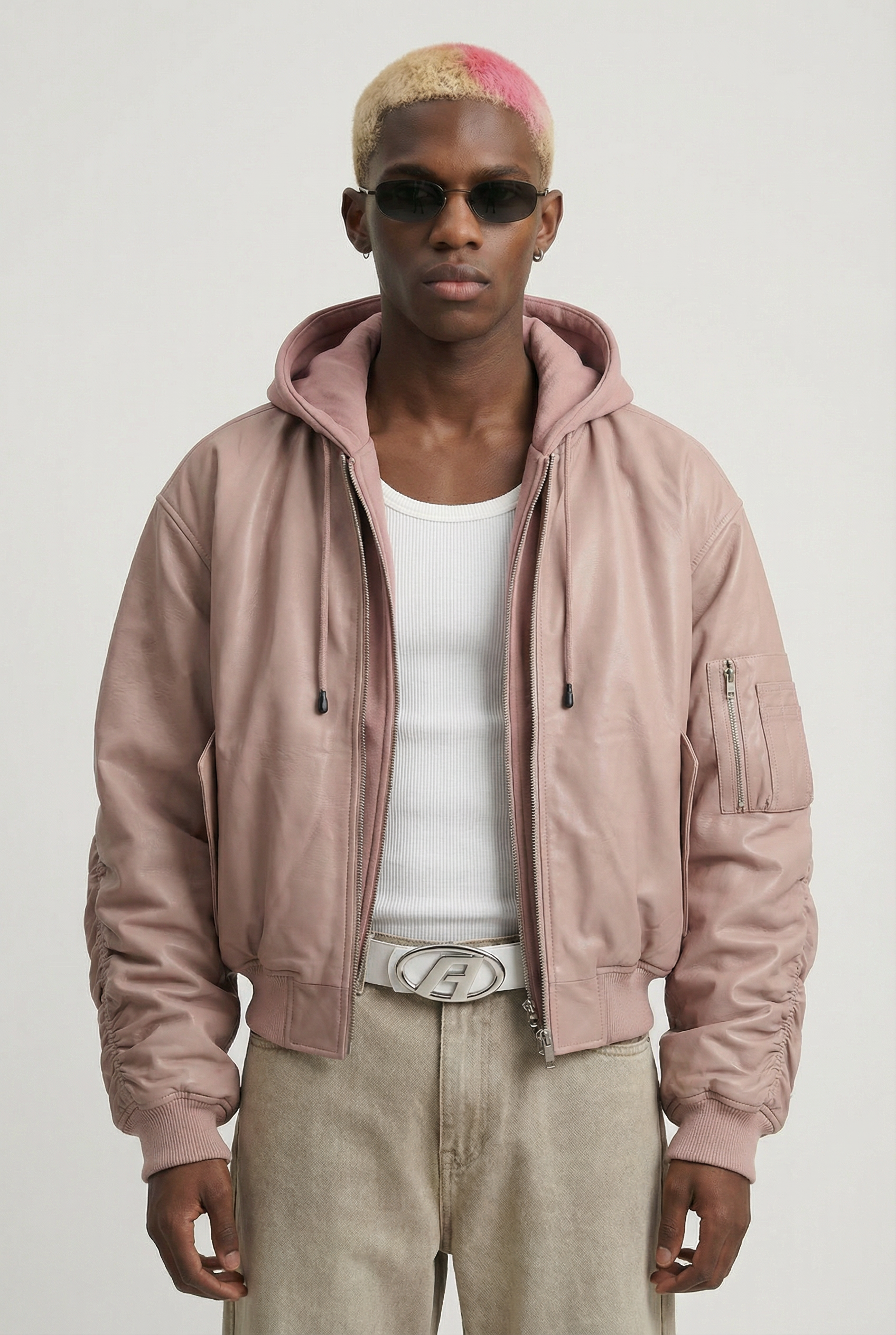 Afrodithe Hooded Leather Bomber