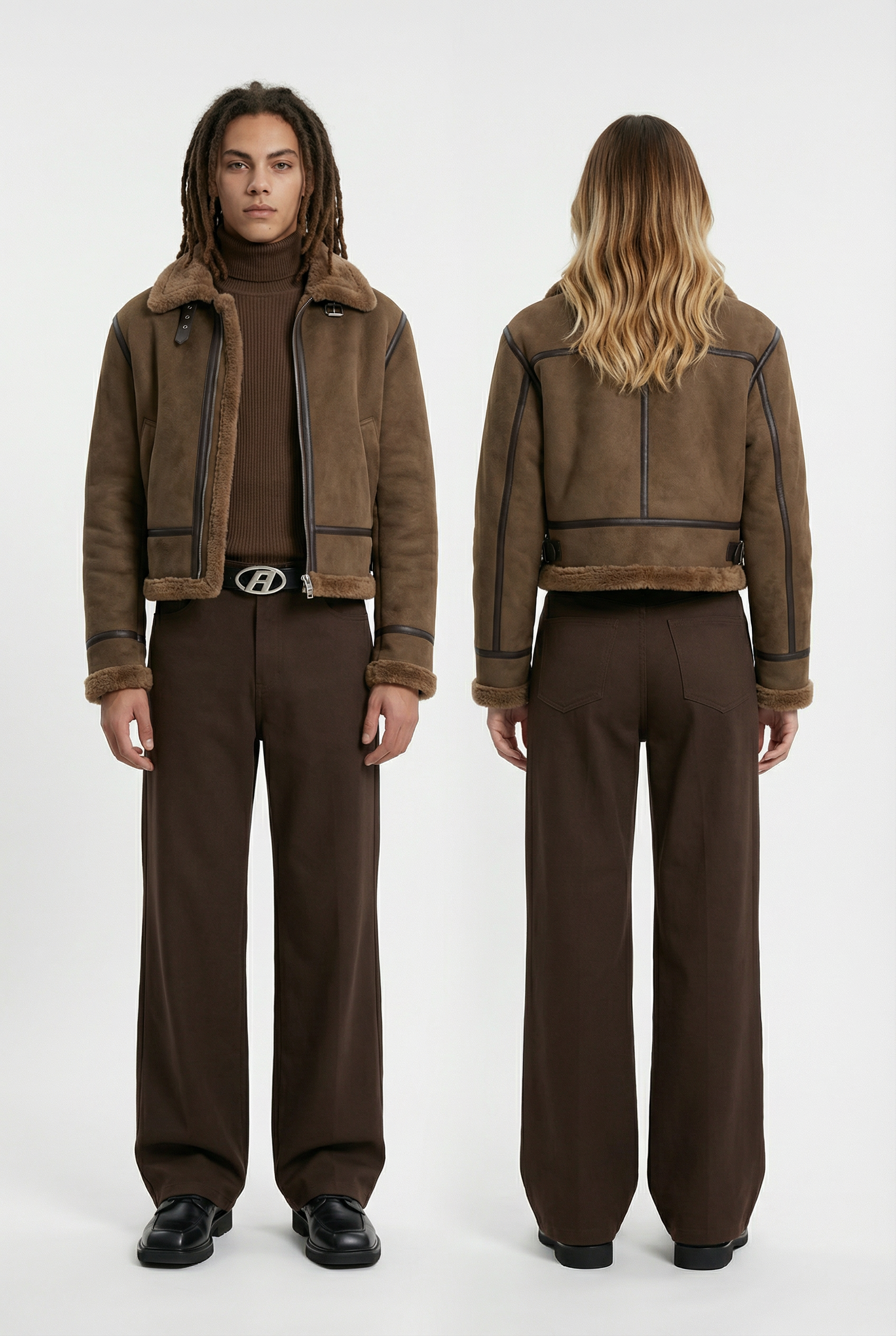 Pluton Cropped Shearling Jacket Brown