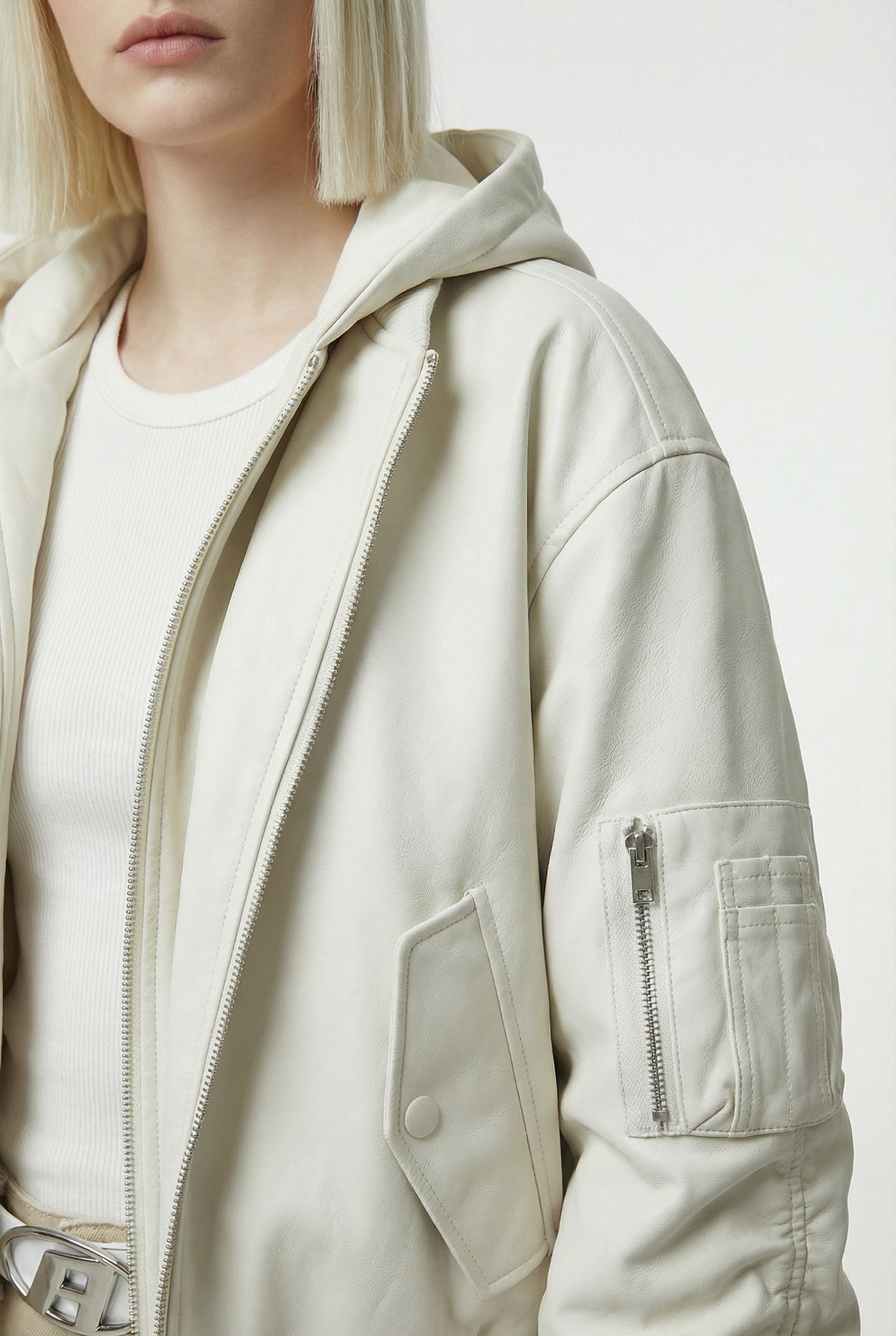 Afrodithe Hooded Leather Bomber