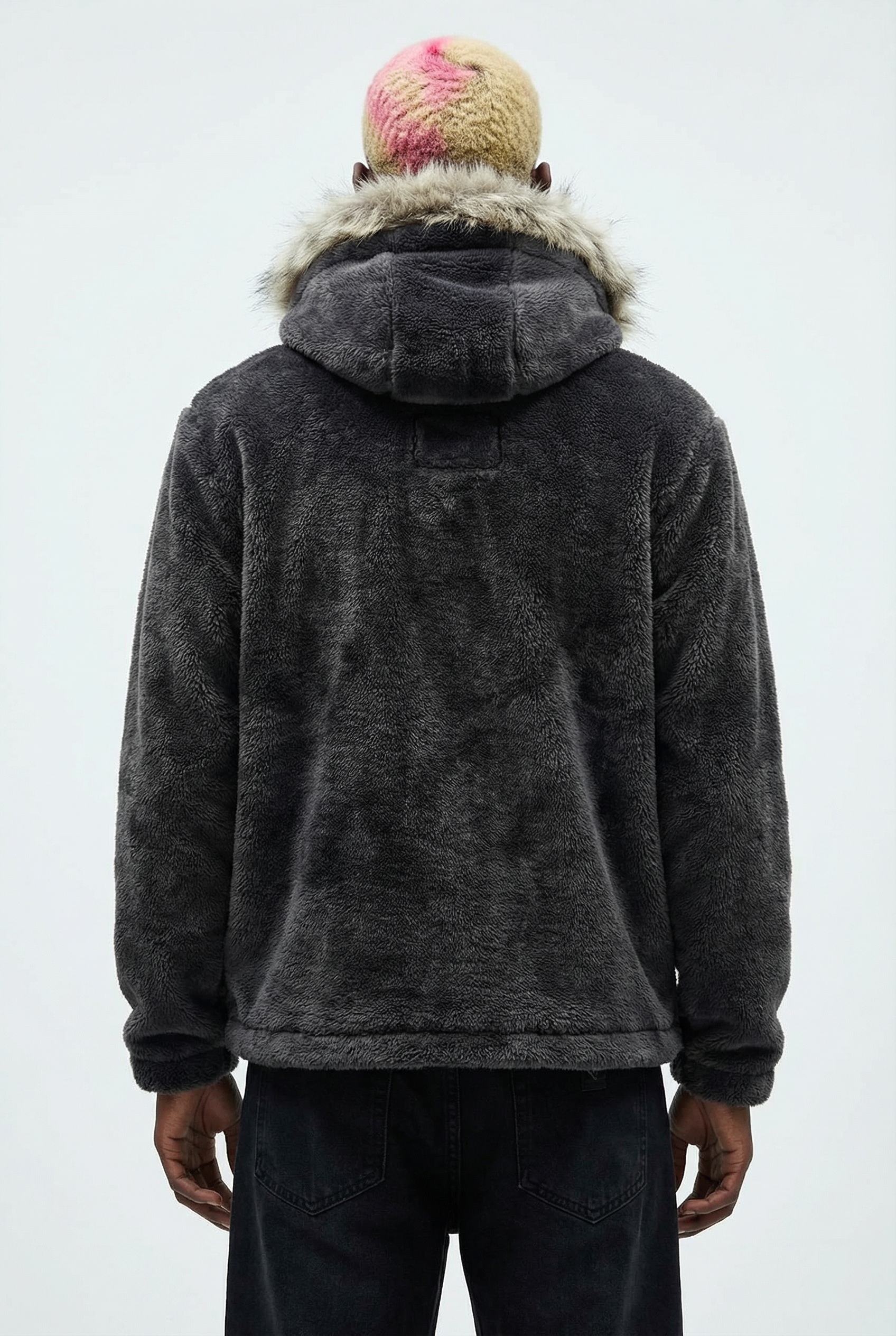 Perseus Hooded Faux Jacket Charcoal