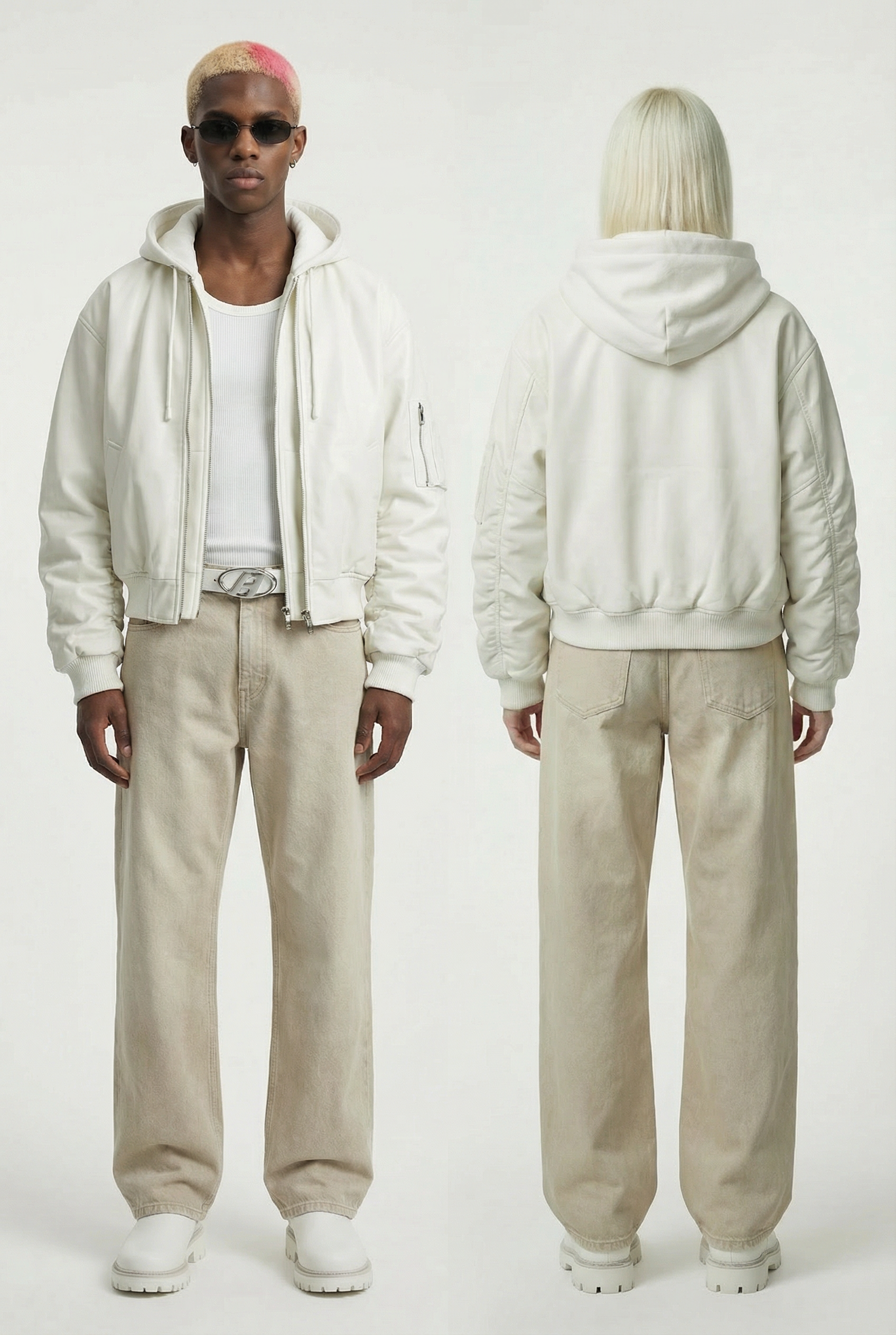 Afrodithe Hooded Leather Bomber