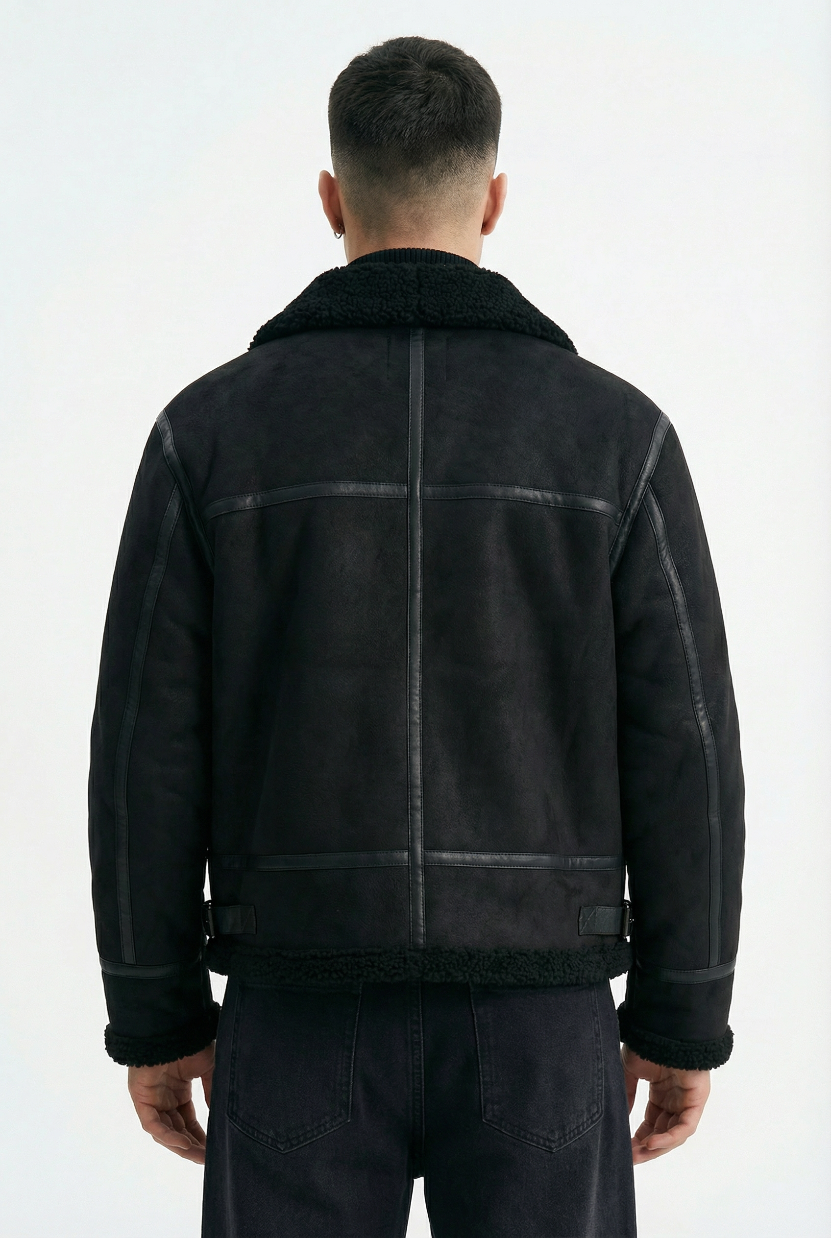 Pluton Cropped Shearling Jacket Black