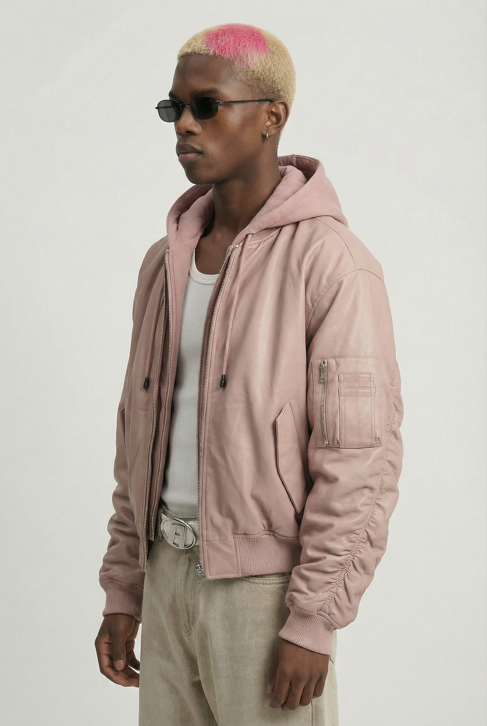 Afrodithe Hooded Leather Bomber