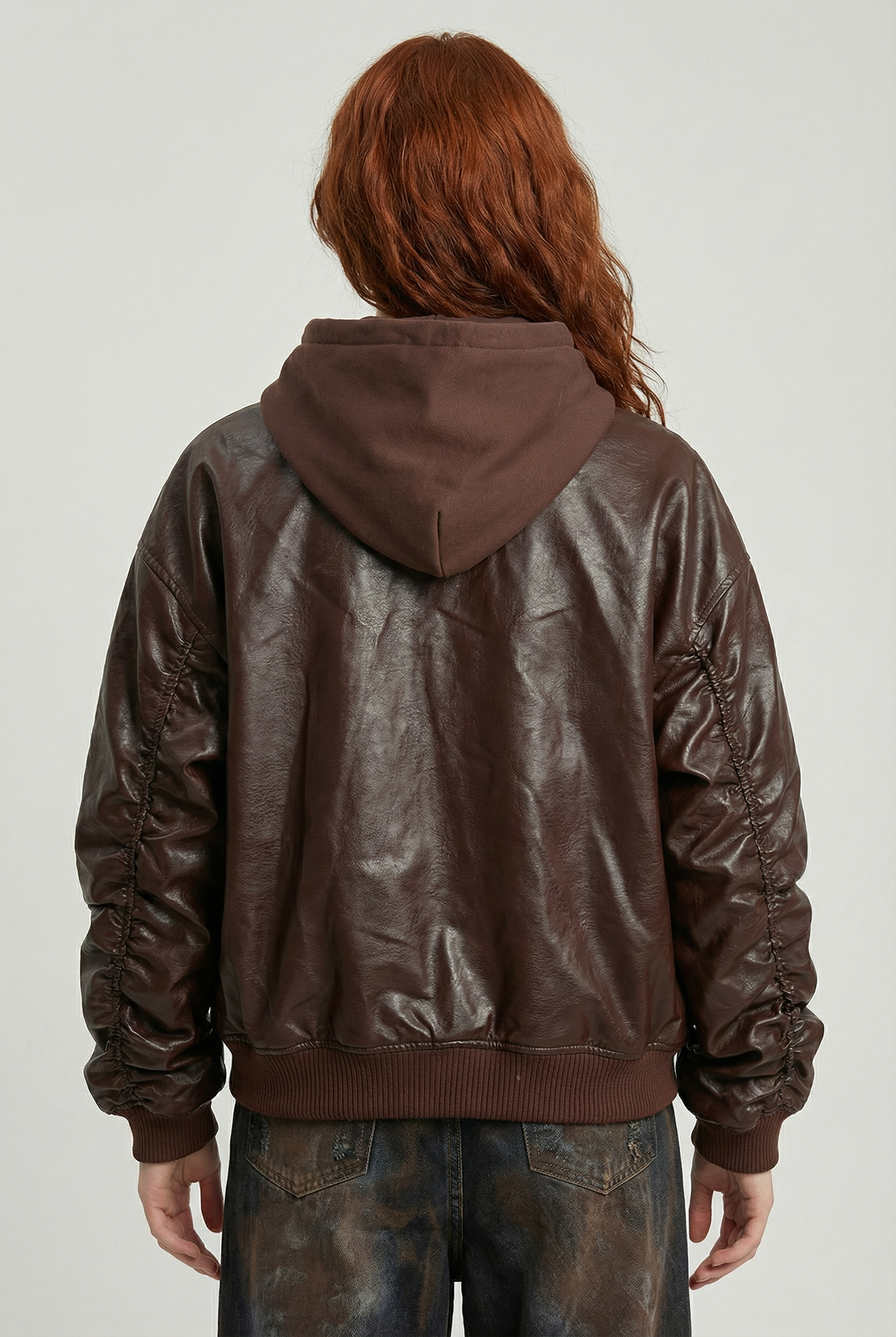 Afrodithe Hooded Leather Bomber