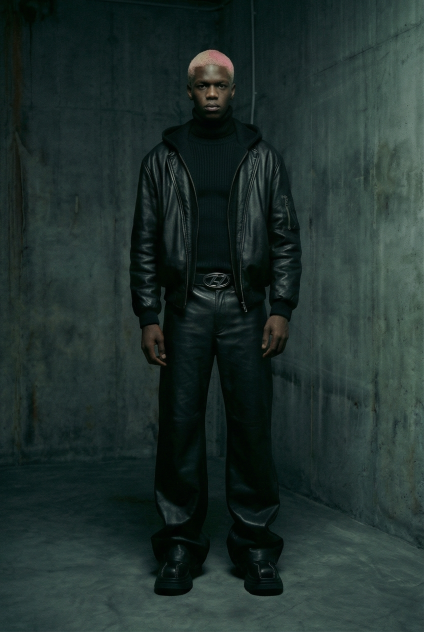 Afrodithe Hooded Leather Bomber