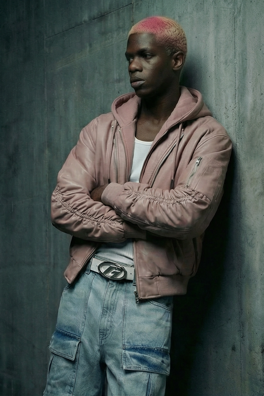 Afrodithe Hooded Leather Bomber