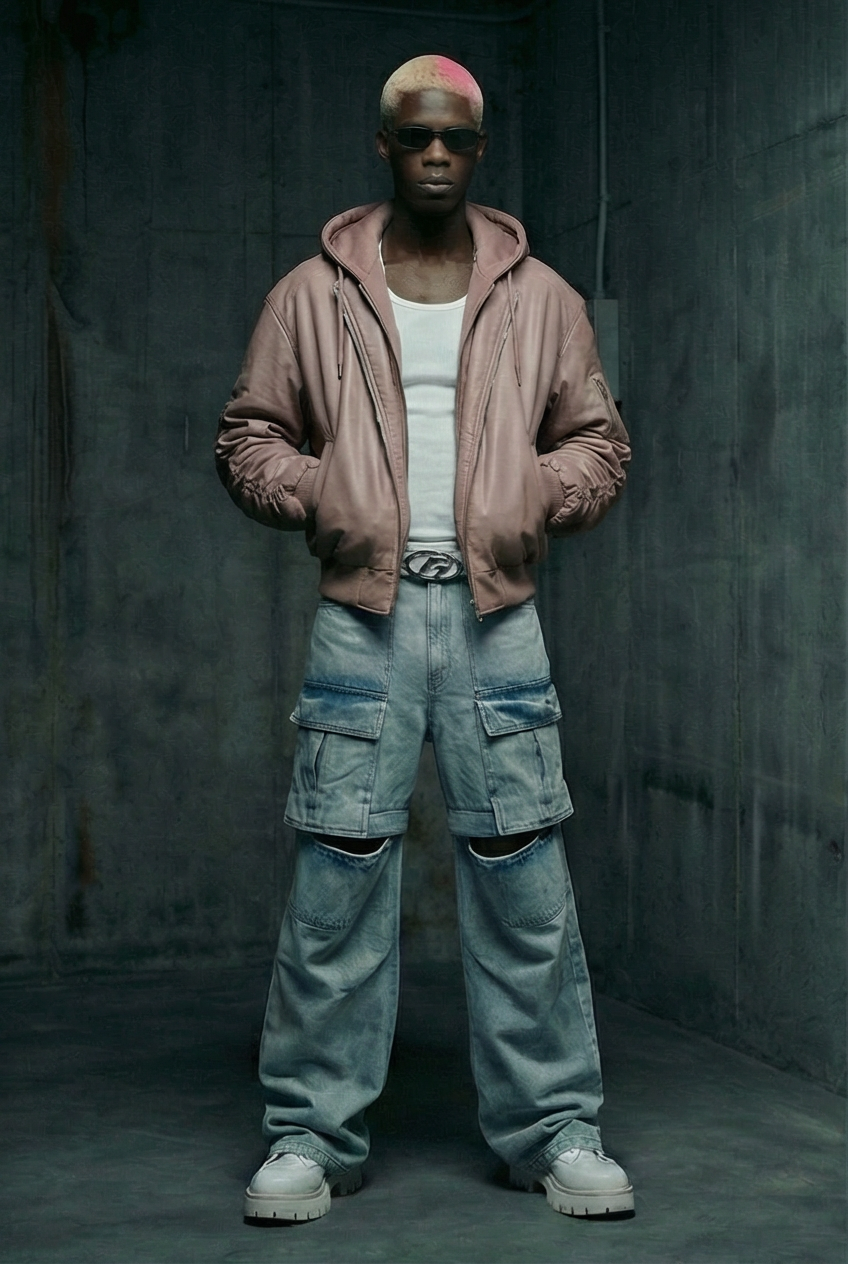 Afrodithe Hooded Leather Bomber