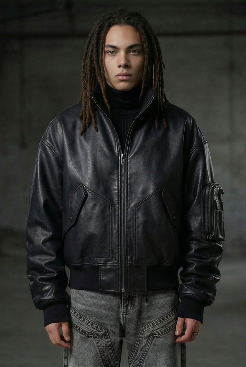 Lapetos Leather Bomber Jacket