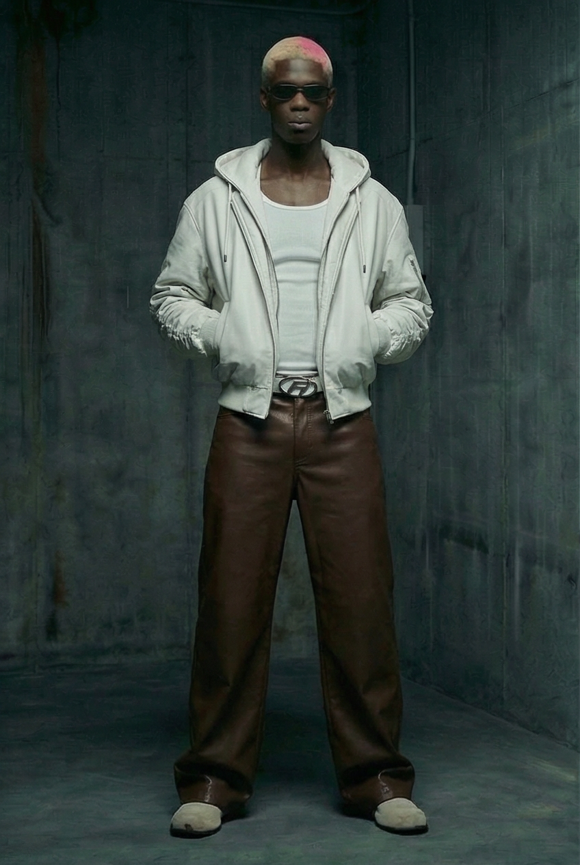 Afrodithe Hooded Leather Bomber