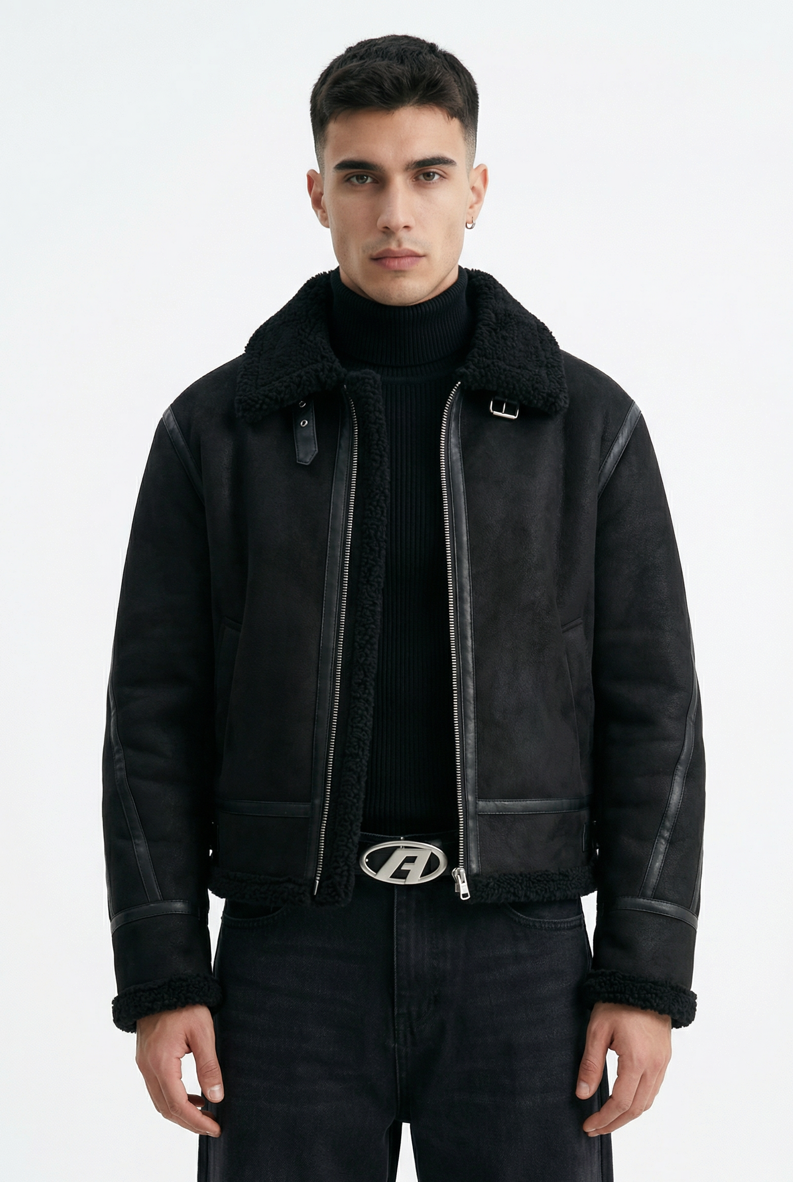 Pluton Cropped Shearling Jacket Black