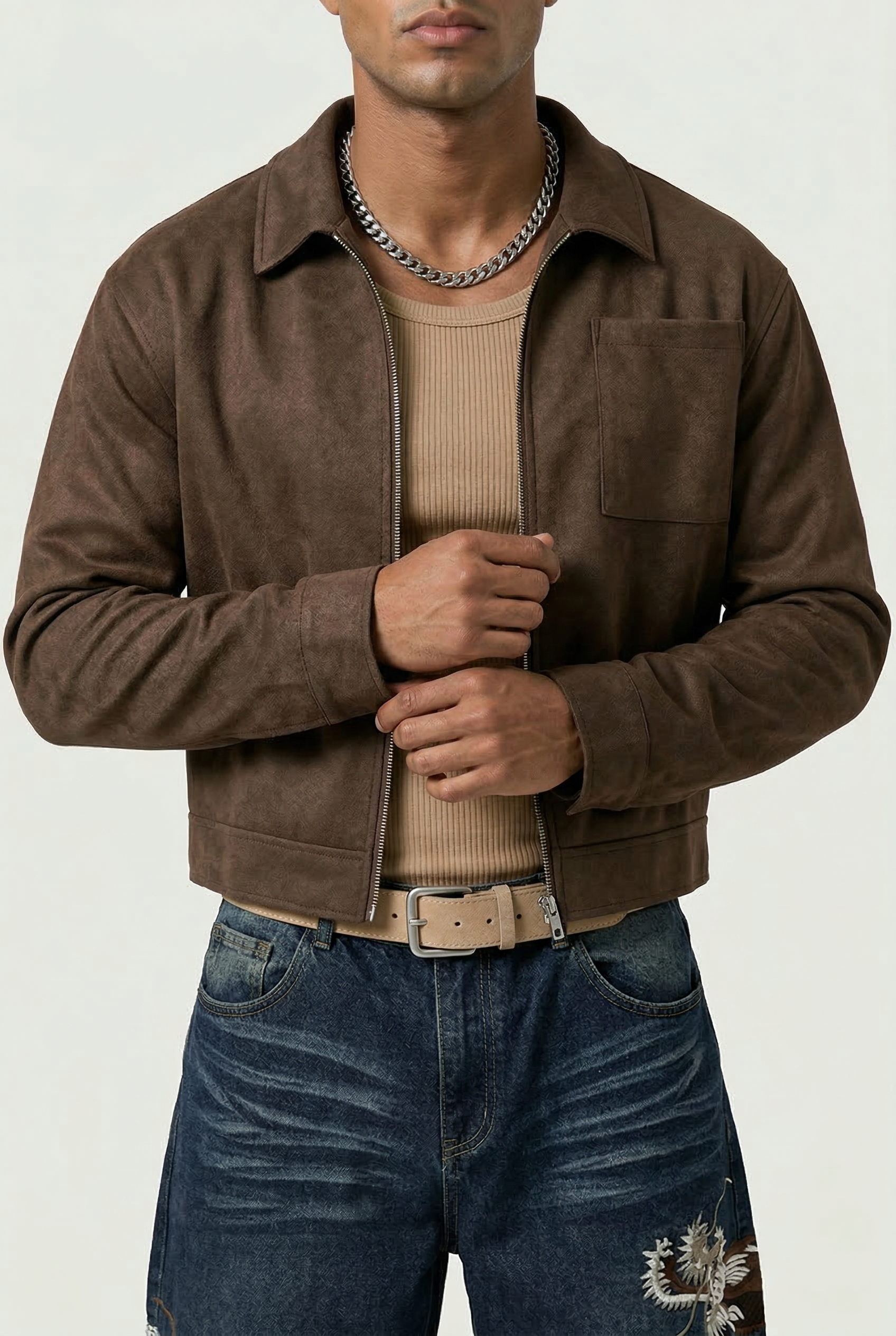 Mocca Washed Leather Jacket