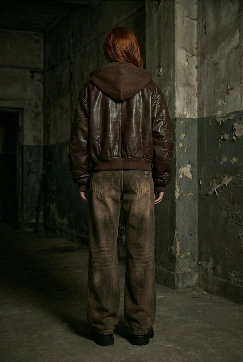 Afrodithe Hooded Leather Bomber