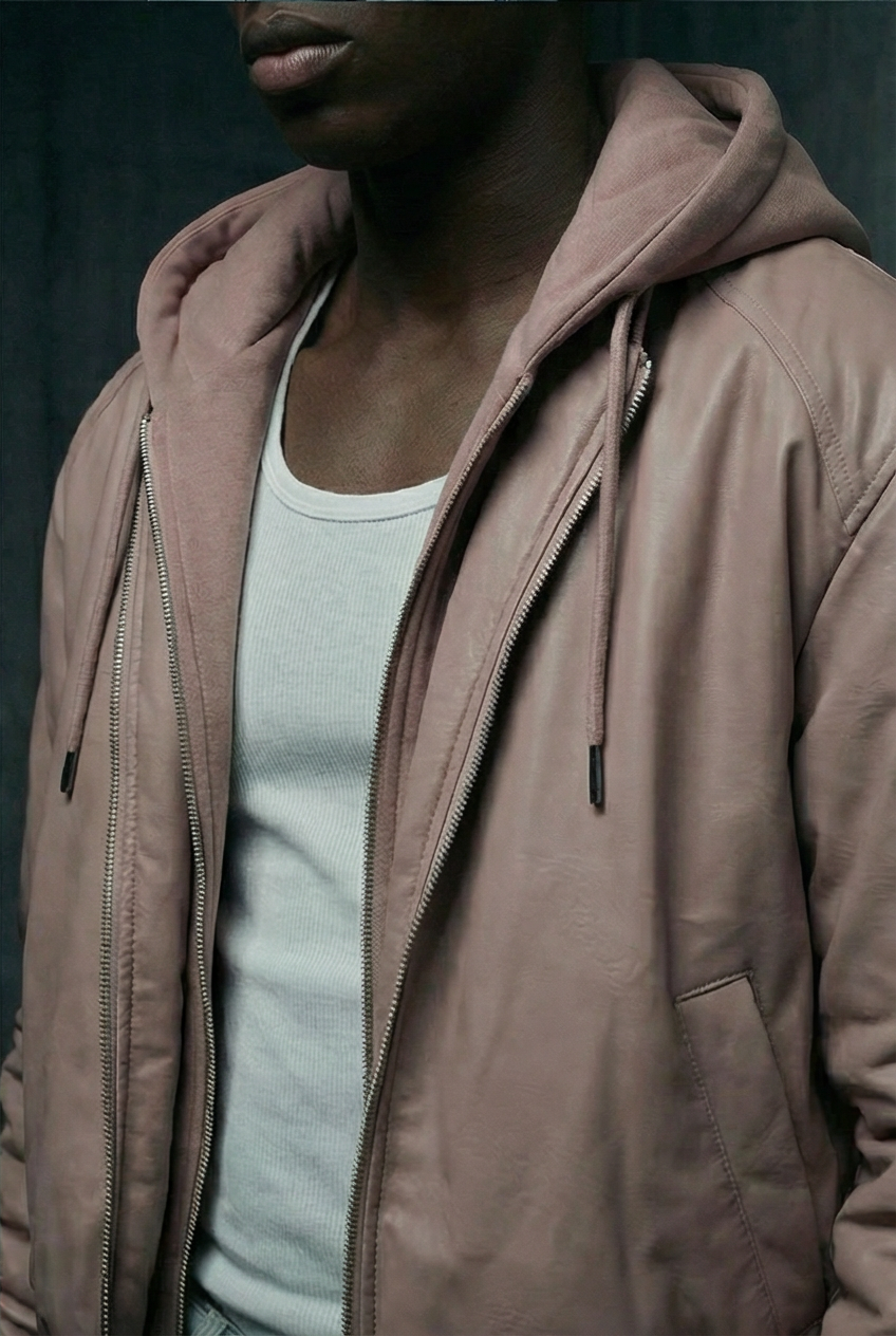 Afrodithe Hooded Leather Bomber