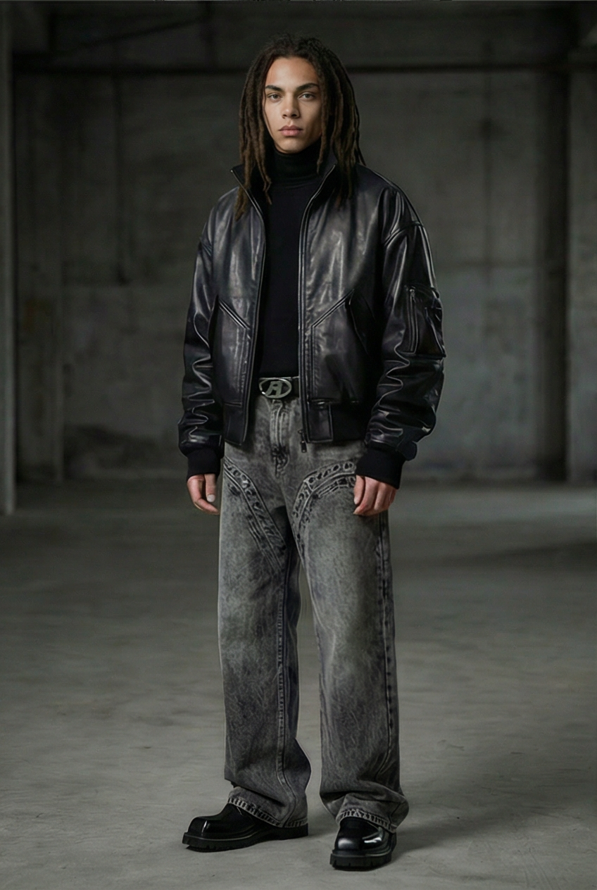 Lapetos Leather Bomber Jacket